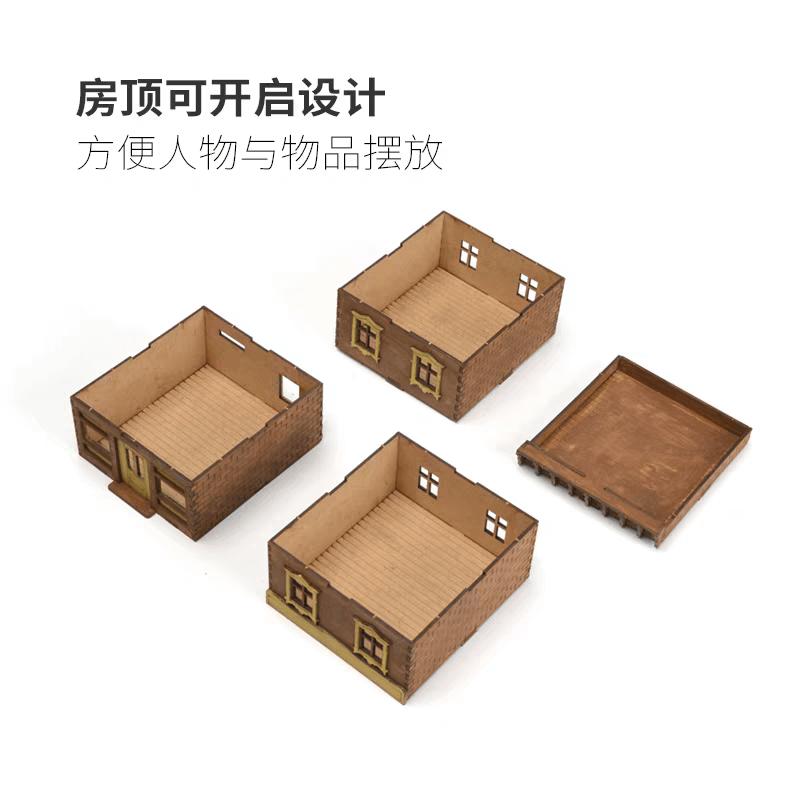 Fisherman's 1/72 European Terraced Town Shops Scene Wooden Assembly Model