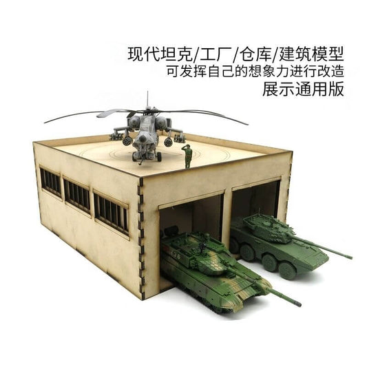 Fisherman's 1/72 Modern Tank Repair Factory and Vehicle Depot Wooden Assembly Model