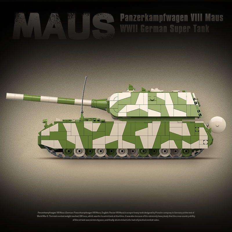 QUANGUAN Military 100234 Panzerkampfwagen VIII Maus 2930pcs