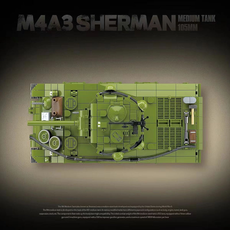 Quanguan 100277 M4A3 Sherman Medium Tank 105mm