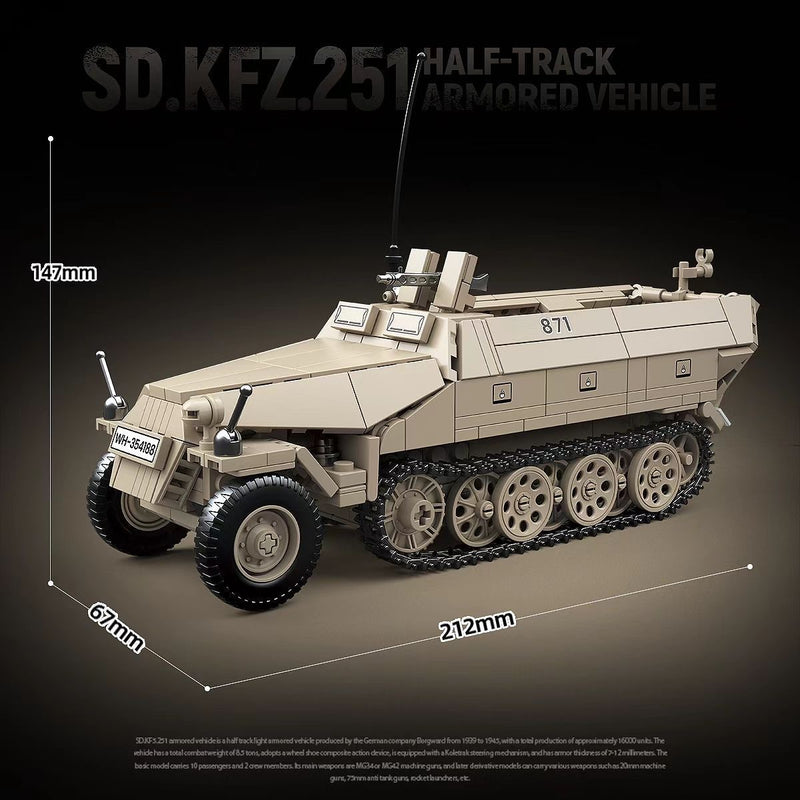 Quanguan 100319 Sd.Kfz.251 Half-Track Armored Vehicle