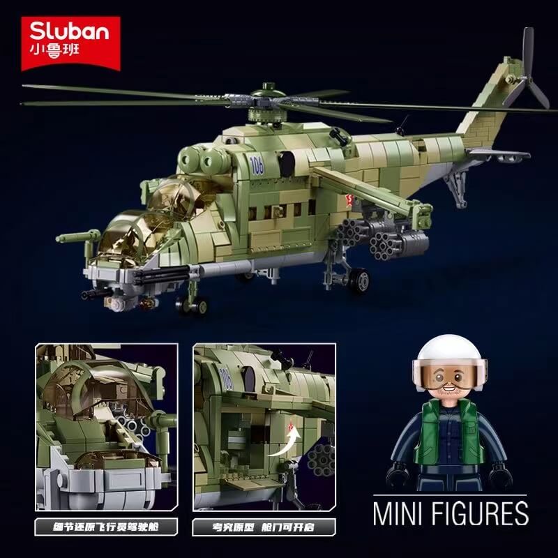 Sluban Military MI-24S Armed Helicopter