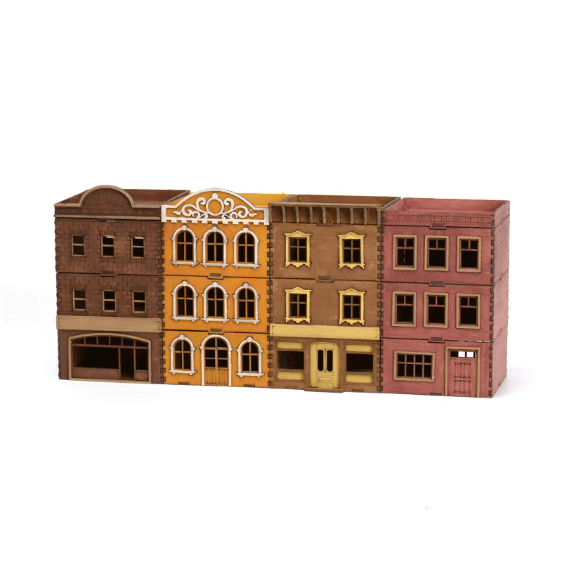 Fisherman's 1/72 European Terraced Town Shops Scene Wooden Assembly Model