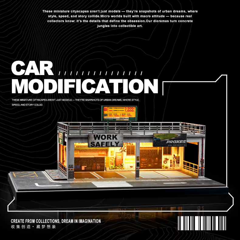 SHOUCANGJIA 1:64 Miniature double-layer parking workshop